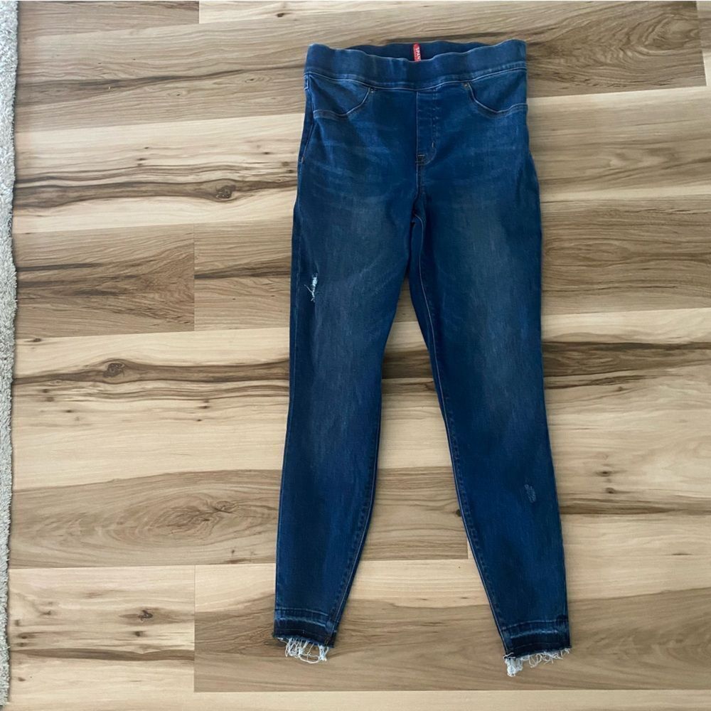 Spanx Denim Distressed Blue Jean Denim Leggings